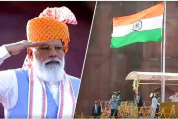 டெல்லி செங்கோட்டையில் தேசியக்கொடியை ஏற்றி வைத்தார்  பிரதமர் மோடி