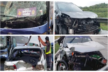தெற்கு அதிவேக வீதியில் பாரிய விபத்து  - 10 வாகனங்கள் கடும் சேதம்