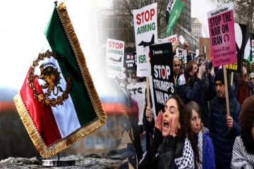 லண்டனில் ஈரானுக்கு ஆதரவு போராட்டம்: அமெரிக்க போர் நடவடிக்கைகளுக்கு எதிர்ப்பு