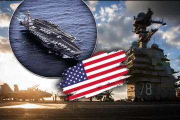 அமெரிக்காவின் முதன்மை விமானம் தாங்கி கப்பலில் பற்றியது தீ!