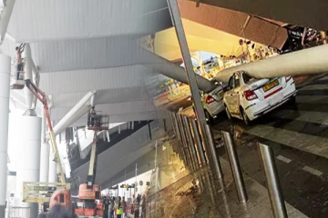 டெல்லியில் இடிந்து விழுந்த விமான நிலைய மேற்கூரை