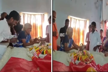 நீர் பருக்கி, விபூதி பூசி..! கண்ணீருடன் கடைசி ஆசையை நிறைவேற்றிய சாந்தனின் தாயார்