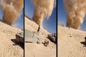 சுழன்று அடித்த சூறாவளியில் விளையாடிய ராணுவ வீரர் - திக்... திக்... வீடியோ