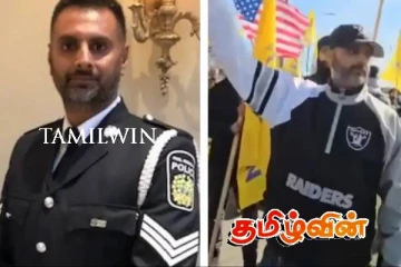 காலிஸ்தான் கொடியுடன் போராட்டத்தில் ஈடுபட்ட கனேடிய பொலிஸ் அதிகாரி