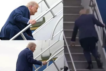 விமானத்தில் ஏறும்போது நிலைதடுமாறிய டொனால்ட் ட்ரம்ப் ; வைரலான வீடியோ