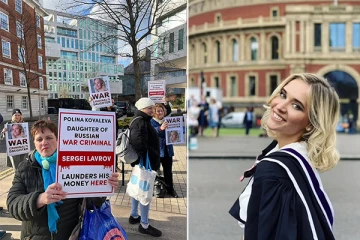 உன் தந்தை ஒரு கொலைகாரன்... லண்டனில் வாழும் ரஷ்ய இளம்பெண் வீட்டின் முன் பதாகைகளுடன் குவிந்த மக்கள்