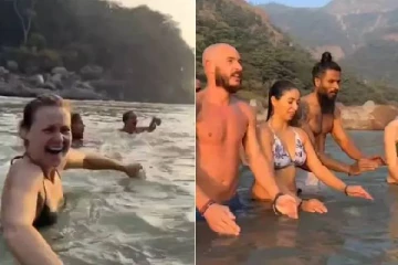 இது கங்கை நதியா இல்லை கடற்கரையா? அரைகுறை ஆடையில் ஆட்டம்போட்ட வெளிநாட்டினர்!