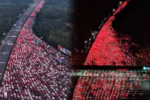 சீனாவில் கடும் போக்குவரத்து நெரிசல் ; சிக்கித் தவித்த கார்கள் | Heavy Traffic Jam In China Cars Stuck