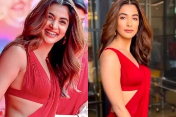 வெறும் அந்த ஆடை !! சிகப்பு சேலையில் நடிகை பூஜா ஹெக்டே வெளியிட்ட போட்டோஸ்..