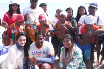 தனுஷ்கோடி - தலைமன்னார் கடலில் 18 மணி நேரம் நீந்தி சாதனை படைத்த நான்கு மாற்றுதிறனாளிகள்