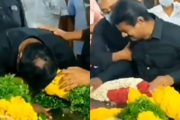 செந்தமிழன் உடல் மீது தலையை சாய்த்து குலுங்கி குலுங்கி அழுத மகன் சீமான்! காண்போர் கண்களை குளமாக்கும் வீடியோ