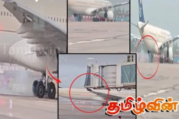 விமானமொன்று தரையிறங்கும் போது ஏற்பட்ட தீப்பொறி! பதற்றத்தில் பயணிகள்