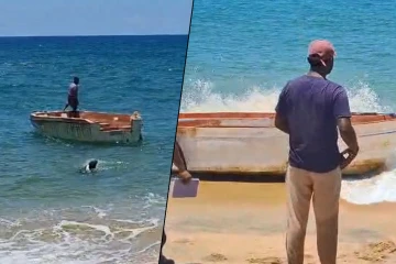 காத்தான்குடி கடற்றொழிலாளர்களால் மீட்கப்பட்ட படகு