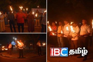 மன்னார் காற்றாலை திட்டத்திற்கு எதிராக தீப்பந்த எழுச்சி போராட்டம்