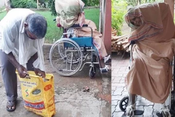 இறந்த தாய் உடலை வீல் சேரில் வைத்து சுடுகாட்டிற்கு கொண்டு வந்த மகன்  : திருச்சியில் அரங்கேறிய அவலம்