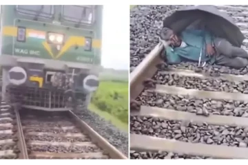 ரயில் வரும் பொழுது தண்டவாளத்தில் குடையுடன் தூங்கிய நபர் - அடுத்து நடந்தது என்ன?