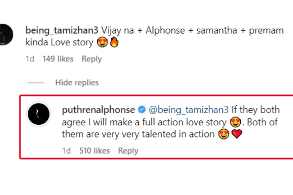 விஜய் - சமந்தா மட்டும் ஓகே சொன்னால்.. பிரபல இயக்குனர் போட்ட திட்டம் | Alphonse Puthren Wants To Direct Vijay Samantha