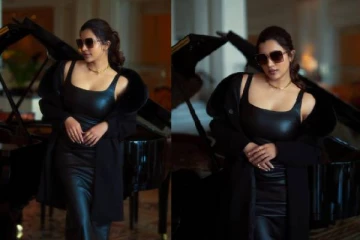 கருப்பு நிற ட்ரெண்டி உடை.. நடிகை அஞ்சு குரியன் அசத்தல் கிளிக்ஸ்