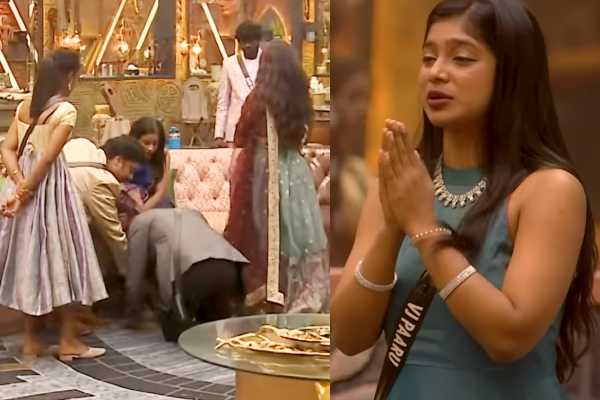 பிக் பாஸ் சீசன் 9 : ரெட் கார்ட் கொடுத்த விஜய் சேதுபதி!! சாண்ட்ரா காலில் விழுந்த கம்ருதீன், பாரு.. | Kamarudin Vjparvathy Apologies Sandra For Redcard