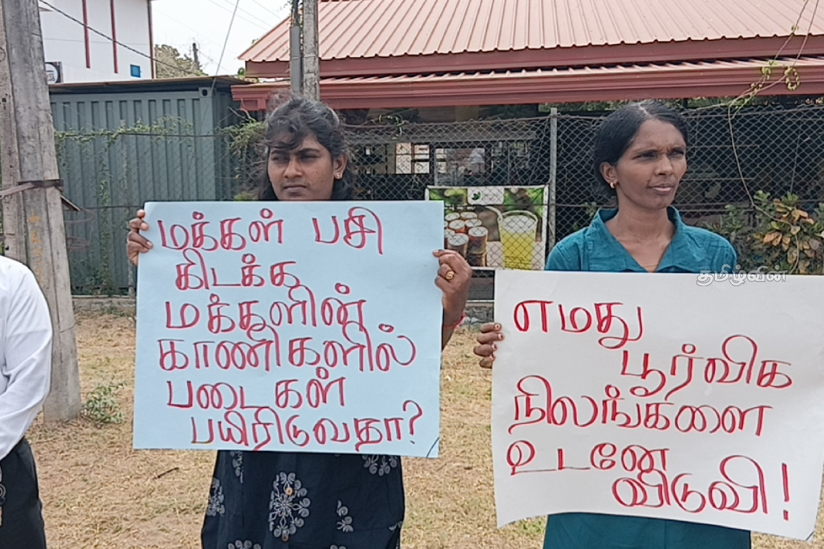 எமது பூர்வீக நிலங்களை எம்மிடம் உடன் ஒப்படையுங்கள்.. கிளிநொச்சியில் போராட்டம் | Kilinochchi Protest Today எமது பூர்வீக நிலங்களை எம்மிடம் உடன் ஒப்படையுங்கள்.. கிளிநொச்சியில் போராட்டம் | Kilinochchi Protest Today
