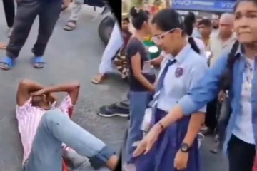 சில்மிஷம் செய்த இளைஞர்... நடுரோட்டில் சரமாரியாக மாணவி கொடுத்த தண்டனை