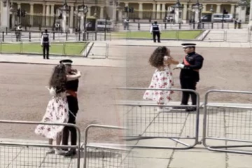 இங்கிலாந்தில் ராணுவ அணிவகுப்பு; காதல் ஜோடியின் வைரல் வீடியோ