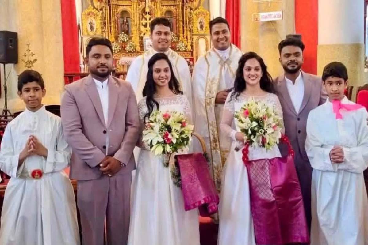 இரட்டை சகோதரிகளை மணந்த இரட்டையர்கள் - திருமணத்தை நடத்தி வைத்த இரட்டை பாதிரியார்கள் | Kerala Twin Brothers Marry Twin Sister Twin Priest