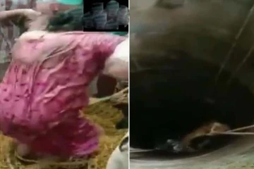 50 அடி கிணற்றுக்குள் விழுந்த பெண்: பதைபதைக்க வைத்த திரில் காட்சி