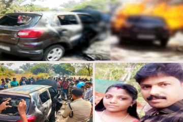 இந்தியாவில் திடீரென தீப்பிடித்து எரிந்த மகிழுந்து - தீக்கிரையான கர்ப்பிணி பெண்!