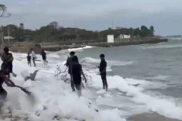 யாழ். கடற்பரப்பில் கரையொதுங்கிய வெள்ளை நுரைகள் ; மக்கள் மத்தியில் பரபரப்பு