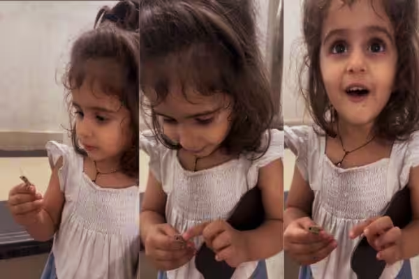 viral video: குழந்தைக்கு பல்லியை கொடுத்த தந்தை - சிறுமி செய்த வேலை பாருங்க | Baby Holds Lizard Viral Video In Internet
