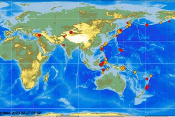 ගත වූ පැය 24 තුළ ගෝලීයව සිදු වූ භූ කම්පන ගණන 40 ඉක්මවයි.