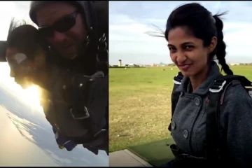 விமானத்தில் இருந்து குதித்த நடிகை கீர்த்தி பாண்டியன் - வைரலாகும் வீடியோ