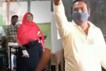 தேர்தலில் வாக்களிக்க வந்த பெண்ணின் ஹிஜாப்பை கழட்ட சொன்ன முகவரால் சலசலப்பு! வாக்குப்பதிவு நிறுத்தம்