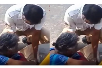 கொளுத்தும் வெயிலில் தவித்த மூதாட்டி... - போக்குவரத்து போலீஸ் செய்த நெகிழ்ச்சி செயல்... - குவியும் பாராட்டு