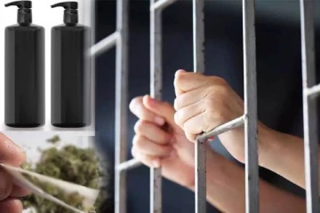 சிறையிலுள்ள கணவருக்கு சம்பு போத்தலில் கஞ்சா கொண்டு சென்ற மனைவி