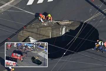 நெடுஞ்சாலையில் லொறியை விழுங்கிய பள்ளம்: ஜப்பானில் சாரதியை மீட்கும் பணி தீவிரம்