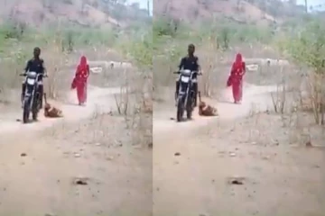 மனைவியை பைக்கில் கட்டி தரதரவென இழுத்து சென்ற கணவன்...பகீர் காணொளி!