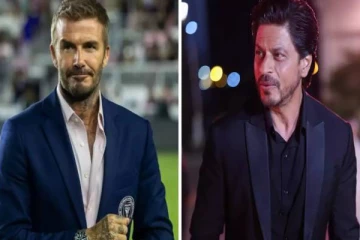 பிரபல பாலிவுட் நடிகர் ஷாருக்கானை சந்தித்த கால்பந்து ஜாம்பவான் டேவிட் பெக்கம்!