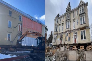 கனடாவில் சவர்க்காரங்களை பயன்படுத்தி நகர்த்தப்பட்ட 220 தொன் கட்டடம்(படங்கள்)