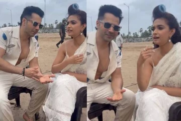 பாலிவுட் நடிகர் வருண் தவானுக்கு தமிழ், தெலுங்கு, மலையாளம் கற்றுக்கொடுக்கும் கீர்த்தி சுரேஷ்... கூல் வீடியோ இதோ