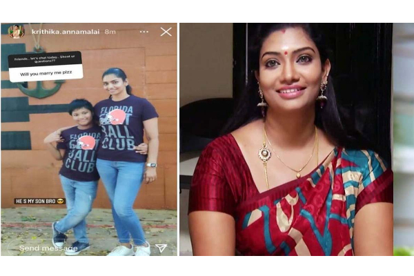 வில்லி நடிகை திருமணம் செய்ய துடித்த இளைஞர்: மகன் புகைப்படத்துடன் நடிகை கொடுத்த பதிலடி | Krithika Annamalai Replies Marriage Proposal