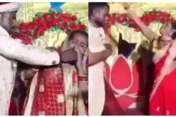 மணமேடையிலேயே தலை முடியை பிய்த்துக்கொண்டு சண்டையிட்ட மணமக்கள்!
