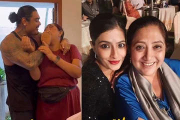 மாமியார் பர்த்டேவுக்கு கன்னத்தில் முத்தம்!! வரலட்சுமி கொடுத்த ரியாக்ஷன்..