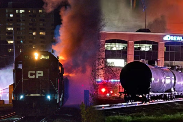 Fire Train Injan கனடாவில் ஓடும் ரயிலில் பற்றியெரிந்த தீ: பதைபதைக்கவைக்கும் காட்சிகள் ...