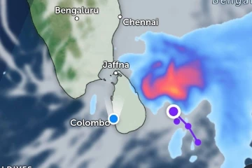 පීඩන අවපාතයේ බලපෑමෙන් ලංකාවට වැසි සහ සුළං තත්ත්වයක්- පළාත් 4කට සහ දිස්ත්‍රික්ක දෙකකට මි.මී. 100 පැන්නූ මහ වැසි