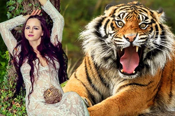 சிறுத்தையுடன் கவர்ச்சி படத்துக்கு போஸ் கொடுத்த இளம்பெண்ணுக்கு நேர்ந்த கதி: முதலுக்கே மோசம்