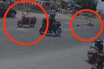 பைக்-குக்கு சரக்கு வாங்கி ஊத்தி இருப்பானோ! தண்ணில அலைபாயுதே..