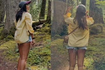 நடுக்காட்டில் நடிகை பூஜா ஹெக்டே.. எங்கே சென்று இருக்கிறார் பாருங்க