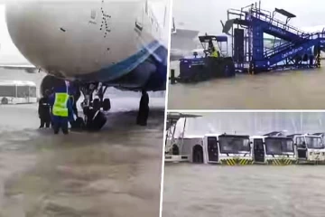 வெள்ளத்தில் தத்தளிக்கும் சென்னை விமான நிலையம் : அவதியுறும் பயணிகள் (Video)